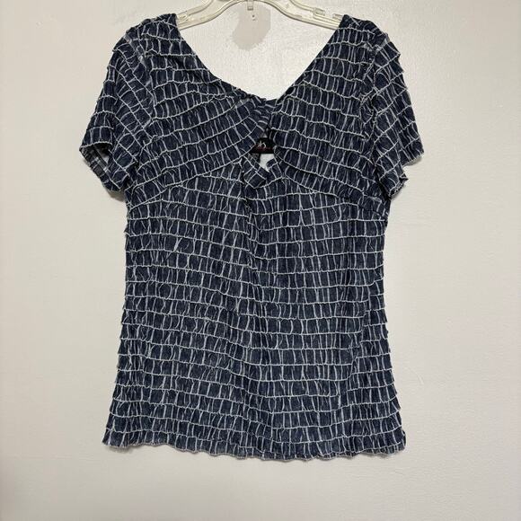 Dusak Designs Blue and White Layered Ruffle Blouse Size XL - Picture 1 of 9